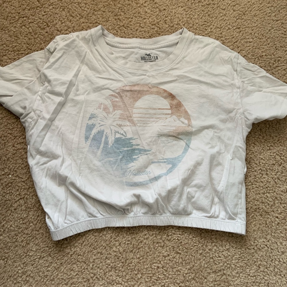 White Cropped Hollister Shirt